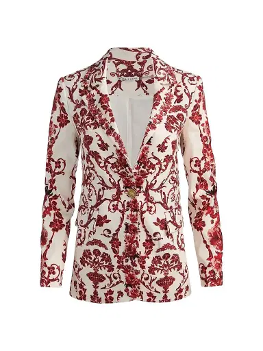 Alice + Olivia Women's Macey Floral Linen-Blend Fitted Blazer - Winding Road | Thumbnail 1 Alice + Olivia Women's Macey Floral Linen-Blend Fitted Blazer - Winding Road | Thumbnail 1