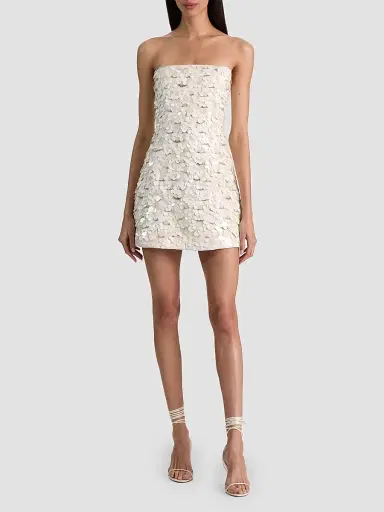 ALICE + OLIVIA Women's Katia Sequined Strapless Lantern Mini Dress - Off White Multi | Thumbnail 2 ALICE + OLIVIA Women's Katia Sequined Strapless Lantern Mini Dress - Off White Multi | Thumbnail 2
