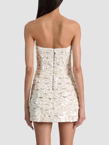ALICE + OLIVIA Women's Katia Sequined Strapless Lantern Mini Dress - Off White Multi | Thumbnail 3 ALICE + OLIVIA Women's Katia Sequined Strapless Lantern Mini Dress - Off White Multi | Thumbnail 3