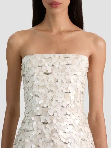 ALICE + OLIVIA Women's Katia Sequined Strapless Lantern Mini Dress - Off White Multi | Thumbnail 5 ALICE + OLIVIA Women's Katia Sequined Strapless Lantern Mini Dress - Off White Multi | Thumbnail 5