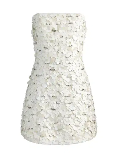 ALICE + OLIVIA Women's Katia Sequined Strapless Lantern Mini Dress - Off White Multi | Thumbnail 1 ALICE + OLIVIA Women's Katia Sequined Strapless Lantern Mini Dress - Off White Multi | Thumbnail 1