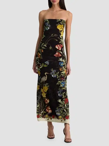 ALICE + OLIVIA Women's Delora Floral Strapless Maxi Dress - Desert Sprigs Black | Thumbnail 2 ALICE + OLIVIA Women's Delora Floral Strapless Maxi Dress - Desert Sprigs Black | Thumbnail 2