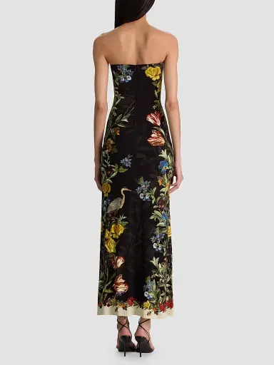 ALICE + OLIVIA Women's Delora Floral Strapless Maxi Dress - Desert Sprigs Black | Thumbnail 3 ALICE + OLIVIA Women's Delora Floral Strapless Maxi Dress - Desert Sprigs Black | Thumbnail 3