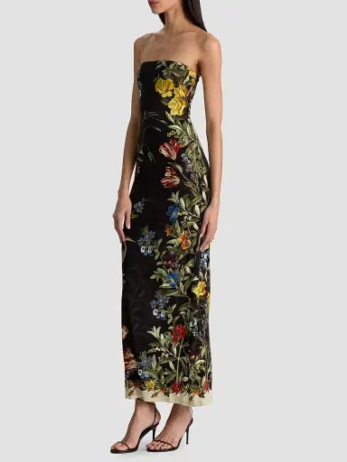 ALICE + OLIVIA Women's Delora Floral Strapless Maxi Dress - Desert Sprigs Black | Thumbnail 5 ALICE + OLIVIA Women's Delora Floral Strapless Maxi Dress - Desert Sprigs Black | Thumbnail 5