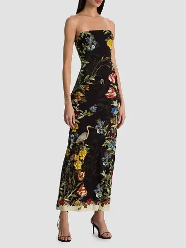 ALICE + OLIVIA Women's Delora Floral Strapless Maxi Dress - Desert Sprigs Black | Thumbnail 6 ALICE + OLIVIA Women's Delora Floral Strapless Maxi Dress - Desert Sprigs Black | Thumbnail 6