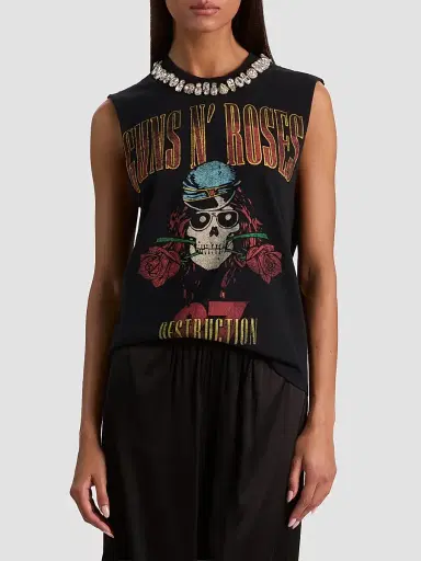 Alice + Olivia Women's Micah Embellished Muscle T-Shirt - Guns Roses | Thumbnail 4 Alice + Olivia Women's Micah Embellished Muscle T-Shirt - Guns Roses | Thumbnail 4