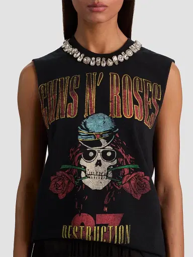 Alice + Olivia Women's Micah Embellished Muscle T-Shirt - Guns Roses | Thumbnail 5 Alice + Olivia Women's Micah Embellished Muscle T-Shirt - Guns Roses | Thumbnail 5