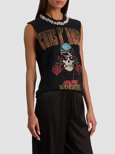Alice + Olivia Women's Micah Embellished Muscle T-Shirt - Guns Roses | Thumbnail 6 Alice + Olivia Women's Micah Embellished Muscle T-Shirt - Guns Roses | Thumbnail 6