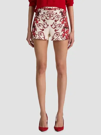 Alice + Olivia Women's Hera Floral Linen-Blend High-Rise Shorts - Winding Road | Thumbnail 4 Alice + Olivia Women's Hera Floral Linen-Blend High-Rise Shorts - Winding Road | Thumbnail 4