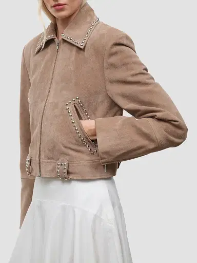 Staud Women's Hugo Studded Suede Jacket | Thumbnail 4 Staud Women's Hugo Studded Suede Jacket | Thumbnail 4
