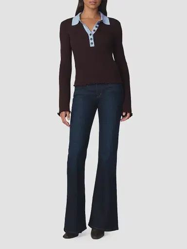 Joe's Jeans Women's The Riley Polo Sweater - Espresso | Thumbnail 2 Joe's Jeans Women's The Riley Polo Sweater - Espresso | Thumbnail 2