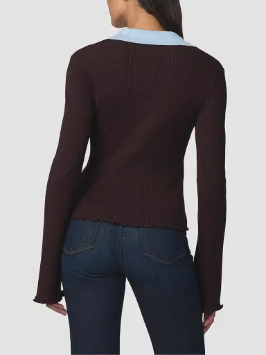 Joe's Jeans Women's The Riley Polo Sweater - Espresso | Thumbnail 3 Joe's Jeans Women's The Riley Polo Sweater - Espresso | Thumbnail 3