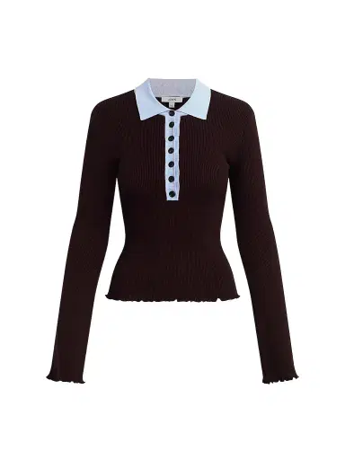 Joe's Jeans Women's The Riley Polo Sweater - Espresso | Thumbnail 1 Joe's Jeans Women's The Riley Polo Sweater - Espresso | Thumbnail 1