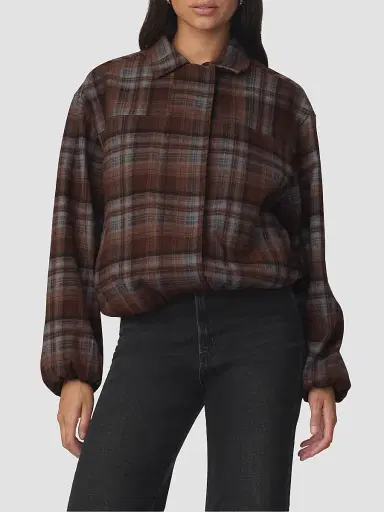 Joe's Jeans Women's The Bella Plaid Bomber Jacket | Thumbnail 4 Joe's Jeans Women's The Bella Plaid Bomber Jacket | Thumbnail 4