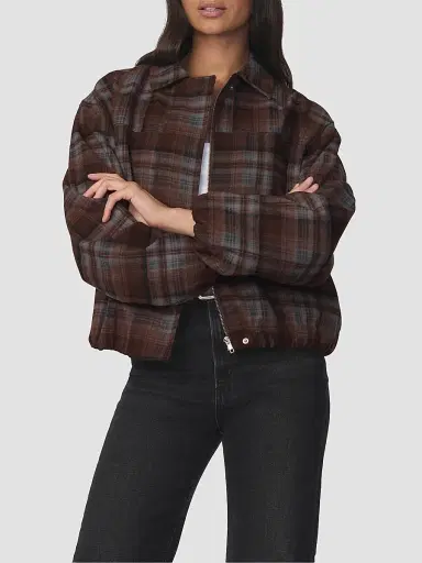 Joe's Jeans Women's The Bella Plaid Bomber Jacket | Thumbnail 8 Joe's Jeans Women's The Bella Plaid Bomber Jacket | Thumbnail 8