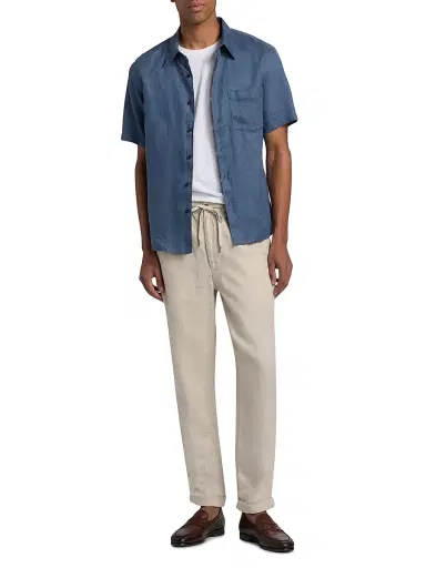 Theory Men's Irving Relaxed-Fit Linen Pocket Shirt - Bering - Size XL | Thumbnail 2 Theory Men's Irving Relaxed-Fit Linen Pocket Shirt - Bering - Size XL | Thumbnail 2