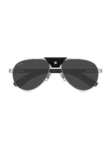 Cartier Men's Santos Evolution 56MM Pilot Sunglasses - Dark Grey Silver | Thumbnail 2 Cartier Men's Santos Evolution 56MM Pilot Sunglasses - Dark Grey Silver | Thumbnail 2