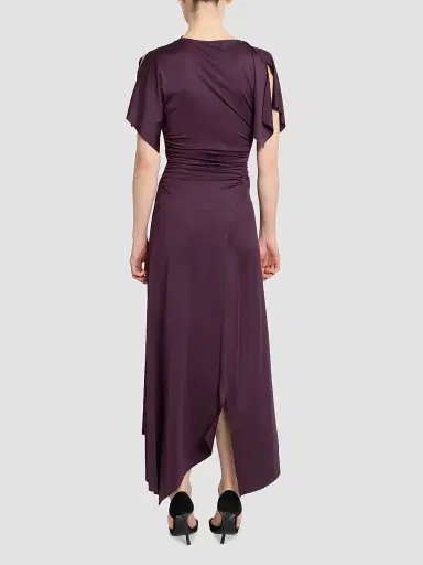 Victoria Beckham Women's Asymmetric Ruched Midi Dress | Thumbnail 3 Victoria Beckham Women's Asymmetric Ruched Midi Dress | Thumbnail 3