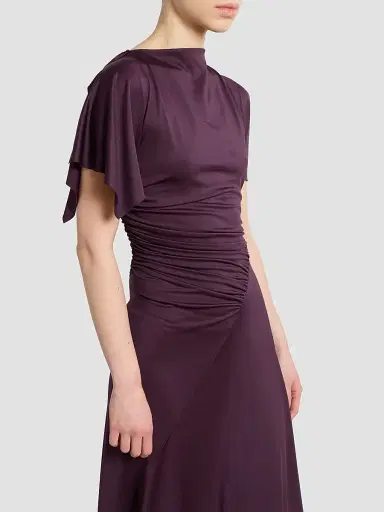 Victoria Beckham Women's Asymmetric Ruched Midi Dress | Thumbnail 5 Victoria Beckham Women's Asymmetric Ruched Midi Dress | Thumbnail 5