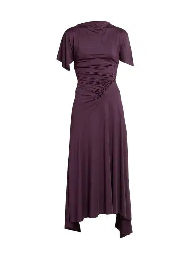Victoria Beckham Women's Asymmetric Ruched Midi Dress | Thumbnail 1 Victoria Beckham Women's Asymmetric Ruched Midi Dress | Thumbnail 1