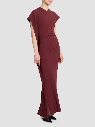 Victoria Beckham Women's Victoria Asymmetric Midi Dress - Cinnabar Red | Thumbnail 2 Victoria Beckham Women's Victoria Asymmetric Midi Dress - Cinnabar Red | Thumbnail 2