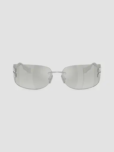 Miu Miu Women's 75MM Rimless Wrap Sunglasses - Silver | Thumbnail 2 Miu Miu Women's 75MM Rimless Wrap Sunglasses - Silver | Thumbnail 2