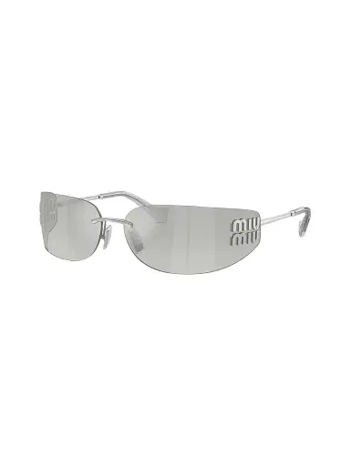 Miu Miu Women's 75MM Rimless Wrap Sunglasses - Silver | Thumbnail 1 Miu Miu Women's 75MM Rimless Wrap Sunglasses - Silver | Thumbnail 1