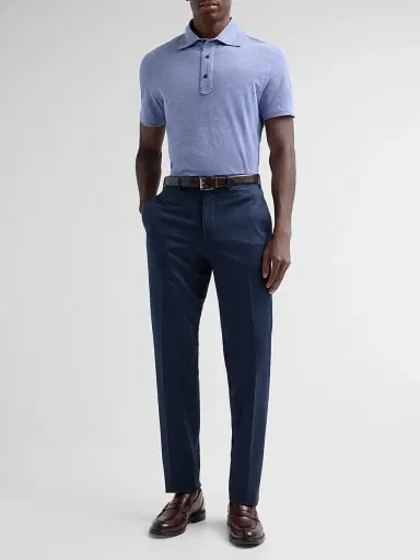 Isaia Men's Cotton Polo Shirt - Bright Blue | Thumbnail 2 Isaia Men's Cotton Polo Shirt - Bright Blue | Thumbnail 2