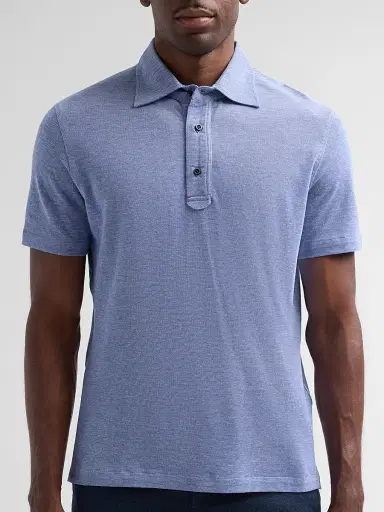 Isaia Men's Cotton Polo Shirt - Bright Blue | Thumbnail 5 Isaia Men's Cotton Polo Shirt - Bright Blue | Thumbnail 5