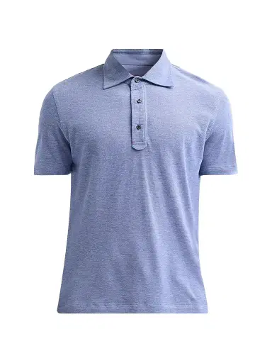 Isaia Men's Cotton Polo Shirt - Bright Blue | Thumbnail 1 Isaia Men's Cotton Polo Shirt - Bright Blue | Thumbnail 1