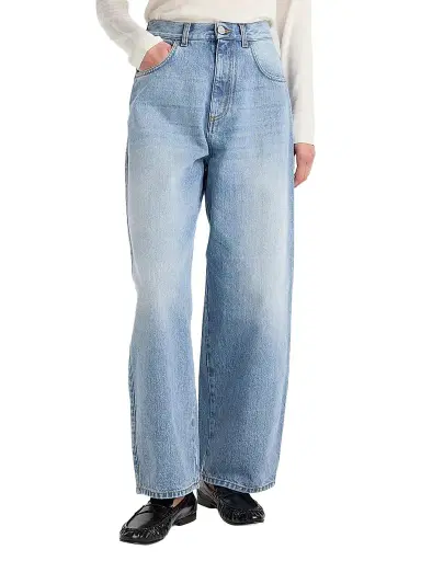 Róhe Women's Berber High-Waist Barrel-Leg Jeans - Classic Blue | Thumbnail 1 Róhe Women's Berber High-Waist Barrel-Leg Jeans - Classic Blue | Thumbnail 1