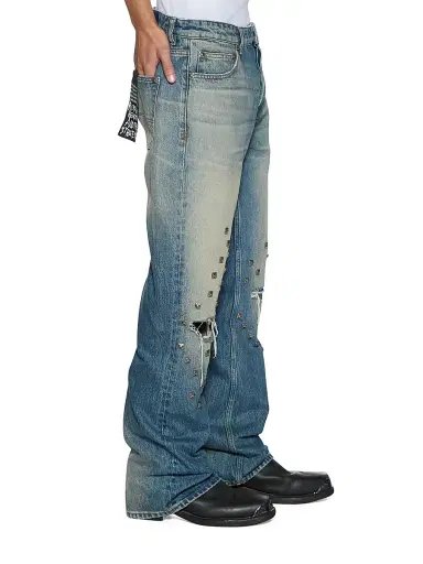Ksubi Men's Toro Studded Distressed Baggy Jeans - Denim | Thumbnail 2 Ksubi Men's Toro Studded Distressed Baggy Jeans - Denim | Thumbnail 2
