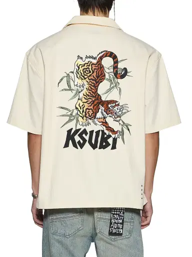 Ksubi Men's Stay Up Logo Graphic Camp Shirt - Natural | Thumbnail 3 Ksubi Men's Stay Up Logo Graphic Camp Shirt - Natural | Thumbnail 3