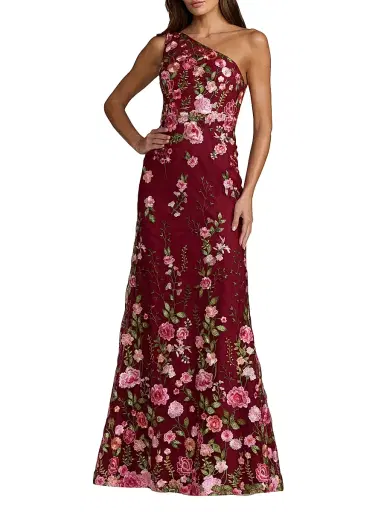 Mac Duggal Women's One-Shoulder Floral Embroidered Gown | Thumbnail 1 Mac Duggal Women's One-Shoulder Floral Embroidered Gown | Thumbnail 1