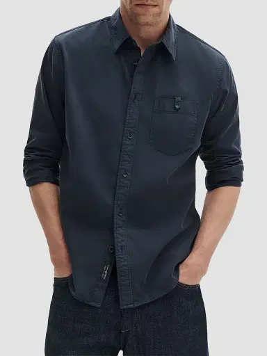 rag & bone Men's Tomlin Stretch-Cotton Long-Sleeve Shirt - Slate Navy | Thumbnail 4 rag & bone Men's Tomlin Stretch-Cotton Long-Sleeve Shirt - Slate Navy | Thumbnail 4