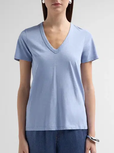 rag & bone Women's The Slub Vee V-Neck T-Shirt - Haze Blue | Thumbnail 5 rag & bone Women's The Slub Vee V-Neck T-Shirt - Haze Blue | Thumbnail 5
