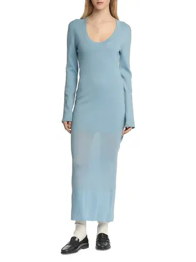 Malo Women's Cashmere Sheer Panel Sweaterdress - Blue | Thumbnail 3 Malo Women's Cashmere Sheer Panel Sweaterdress - Blue | Thumbnail 3