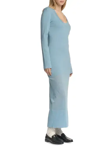 Malo Women's Cashmere Sheer Panel Sweaterdress - Blue | Thumbnail 4 Malo Women's Cashmere Sheer Panel Sweaterdress - Blue | Thumbnail 4