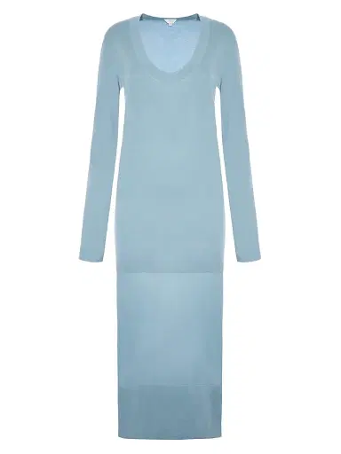 Malo Women's Cashmere Sheer Panel Sweaterdress - Blue | Thumbnail 1 Malo Women's Cashmere Sheer Panel Sweaterdress - Blue | Thumbnail 1
