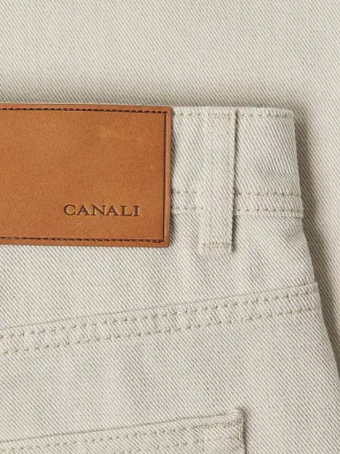 Canali Men's Washed Modern-Fit Slim-Straight Jeans - Off White | Thumbnail 6 Canali Men's Washed Modern-Fit Slim-Straight Jeans - Off White | Thumbnail 6