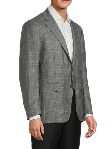 Canali Men's Plaid Wool-Silk-Linen Sport Coat | Thumbnail 4 Canali Men's Plaid Wool-Silk-Linen Sport Coat | Thumbnail 4