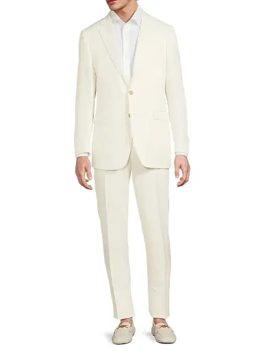 Canali Men's Solid Linen-Silk Single-Breasted Suit - White | Thumbnail 2 Canali Men's Solid Linen-Silk Single-Breasted Suit - White | Thumbnail 2