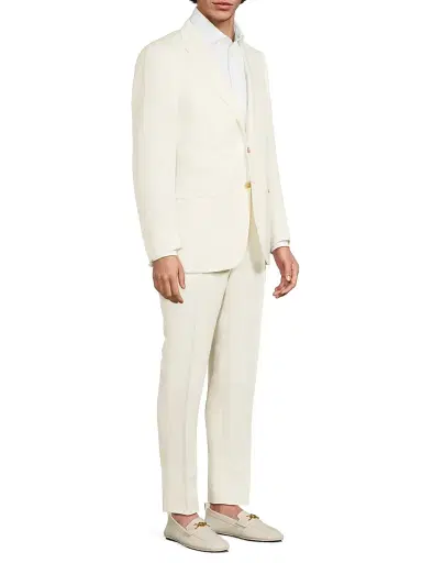 Canali Men's Solid Linen-Silk Single-Breasted Suit - White | Thumbnail 4 Canali Men's Solid Linen-Silk Single-Breasted Suit - White | Thumbnail 4