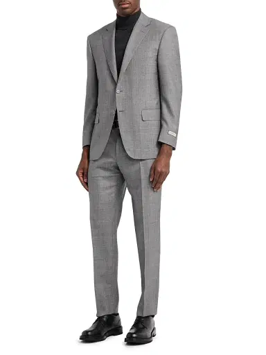 Canali Men's Plaid Wool-Silk Suit - Grey | Thumbnail 4 Canali Men's Plaid Wool-Silk Suit - Grey | Thumbnail 4