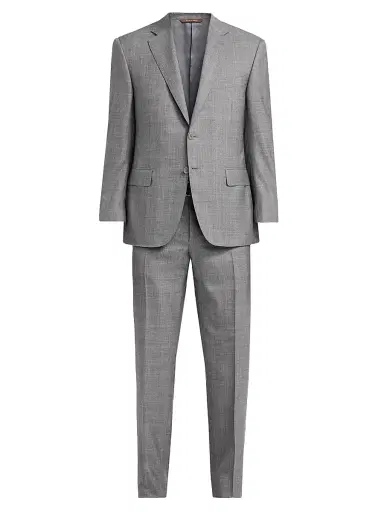 Canali Men's Plaid Wool-Silk Suit - Grey | Thumbnail 1 Canali Men's Plaid Wool-Silk Suit - Grey | Thumbnail 1