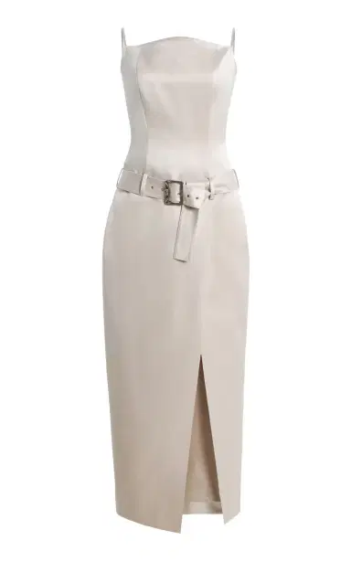 Wiederhoeft Exclusive Julie Belted Cotton-Silk Satin Midi Dress | Thumbnail 1 Wiederhoeft Exclusive Julie Belted Cotton-Silk Satin Midi Dress | Thumbnail 1