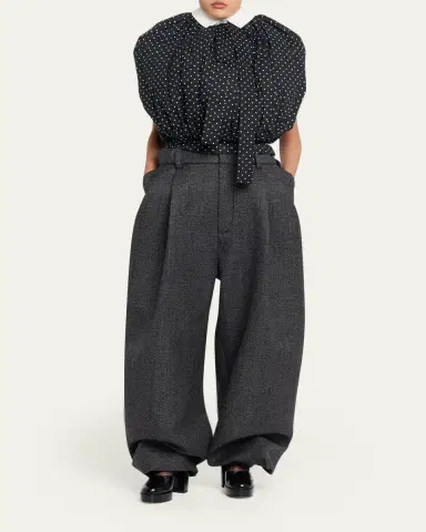 Marc Jacobs Runway Plaid Bow Back Wide-Leg Menswear Pants | Thumbnail 2 Marc Jacobs Runway Plaid Bow Back Wide-Leg Menswear Pants | Thumbnail 2