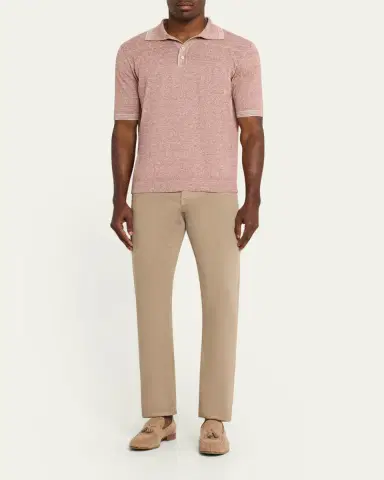 Fioroni Men's Heathered Linen-Cotton Polo | Thumbnail 2 Fioroni Men's Heathered Linen-Cotton Polo | Thumbnail 2