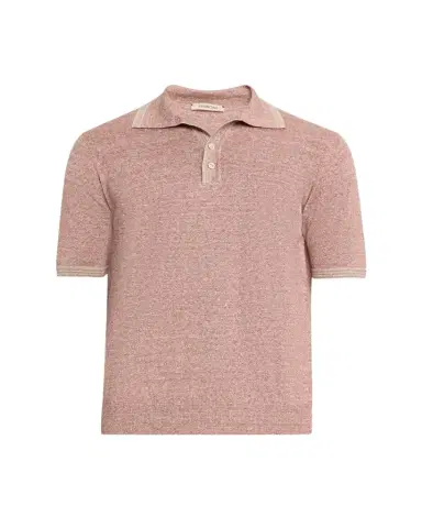 Fioroni Men's Heathered Linen-Cotton Polo | Thumbnail 1 Fioroni Men's Heathered Linen-Cotton Polo | Thumbnail 1