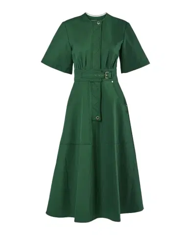 Carolina Herrera Short-Sleeve Belted Cotton A-Line Midi Dress | Thumbnail 1 Carolina Herrera Short-Sleeve Belted Cotton A-Line Midi Dress | Thumbnail 1